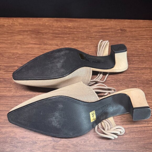 Mootsies Tootsies Nude Fabric Strap-Band Heels 8M - Picture 4 of 6